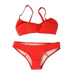 NWT Lisa Marie Fernandez Vibrant Orange Bikini Set Size XS